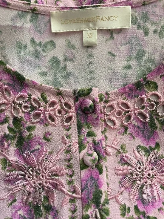 LoveShackFancy Sanderson Pink Floral Blouse - Picture 8 of 12